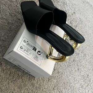 SHEIN Black and Gold Mules